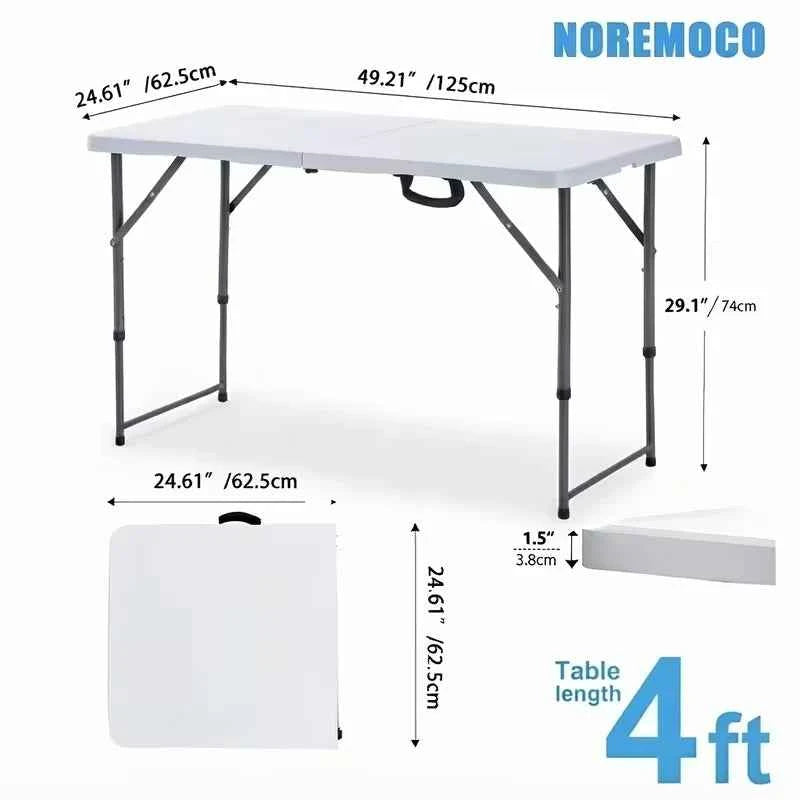 Portable Plastic Folding Table with Carry Handle, Waterproof, Steel Frame with Safety Lock for Picnic, Party ,Dining, Outdoor Indoor, Garden