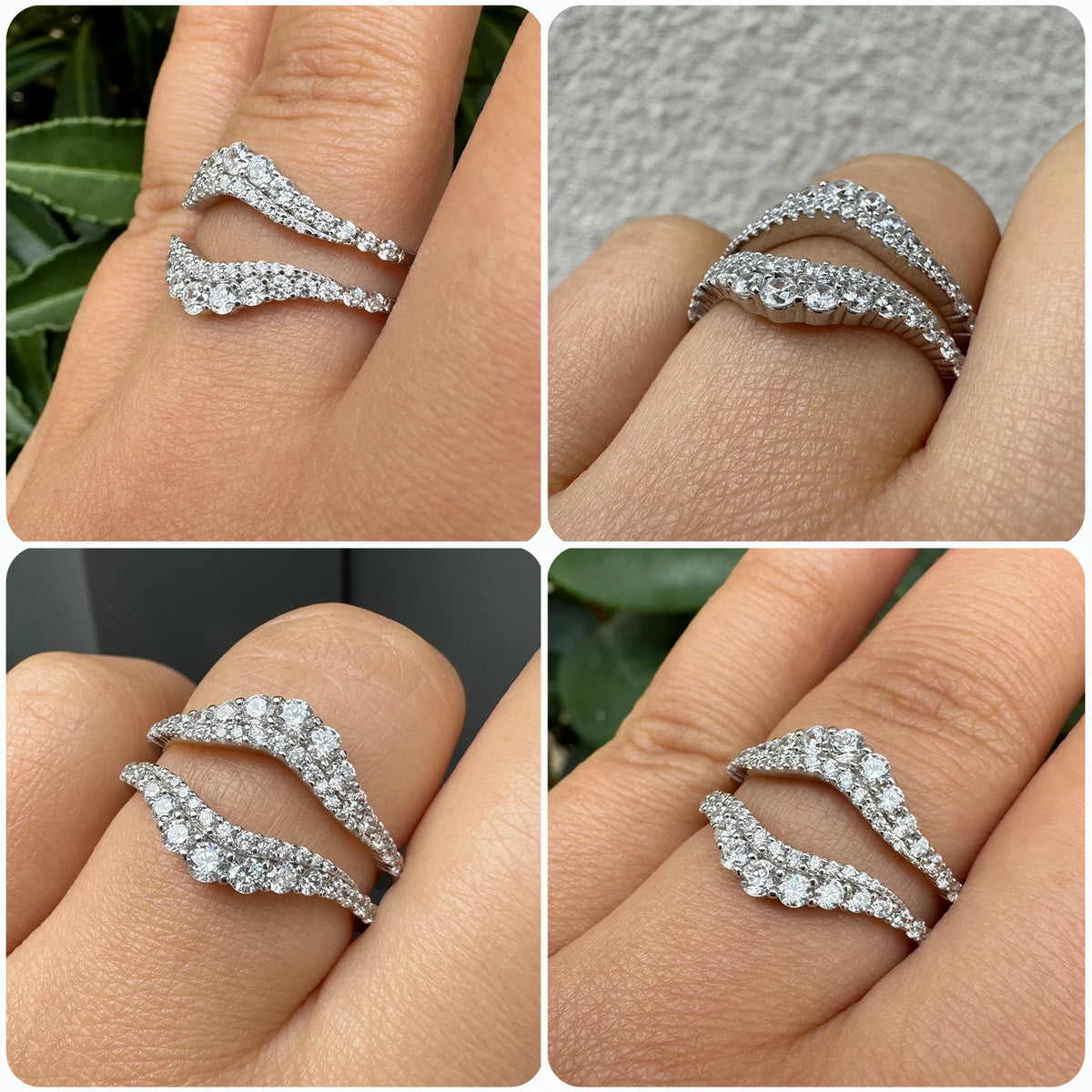 Newshe Certified Moissanite 925 Sterling Silver Ring Enhancer for Women. Engagement, Wedding Band Size 5-10