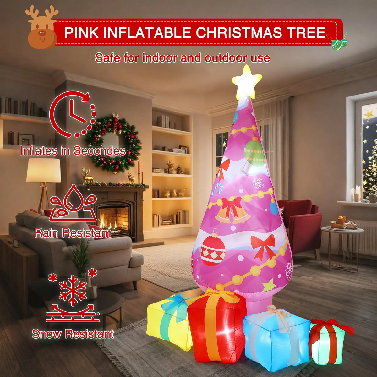 Inflatable 7ft Lighted Waterproof LED Outdoor Yard Decoration for Lawn. Festival Display Equipment