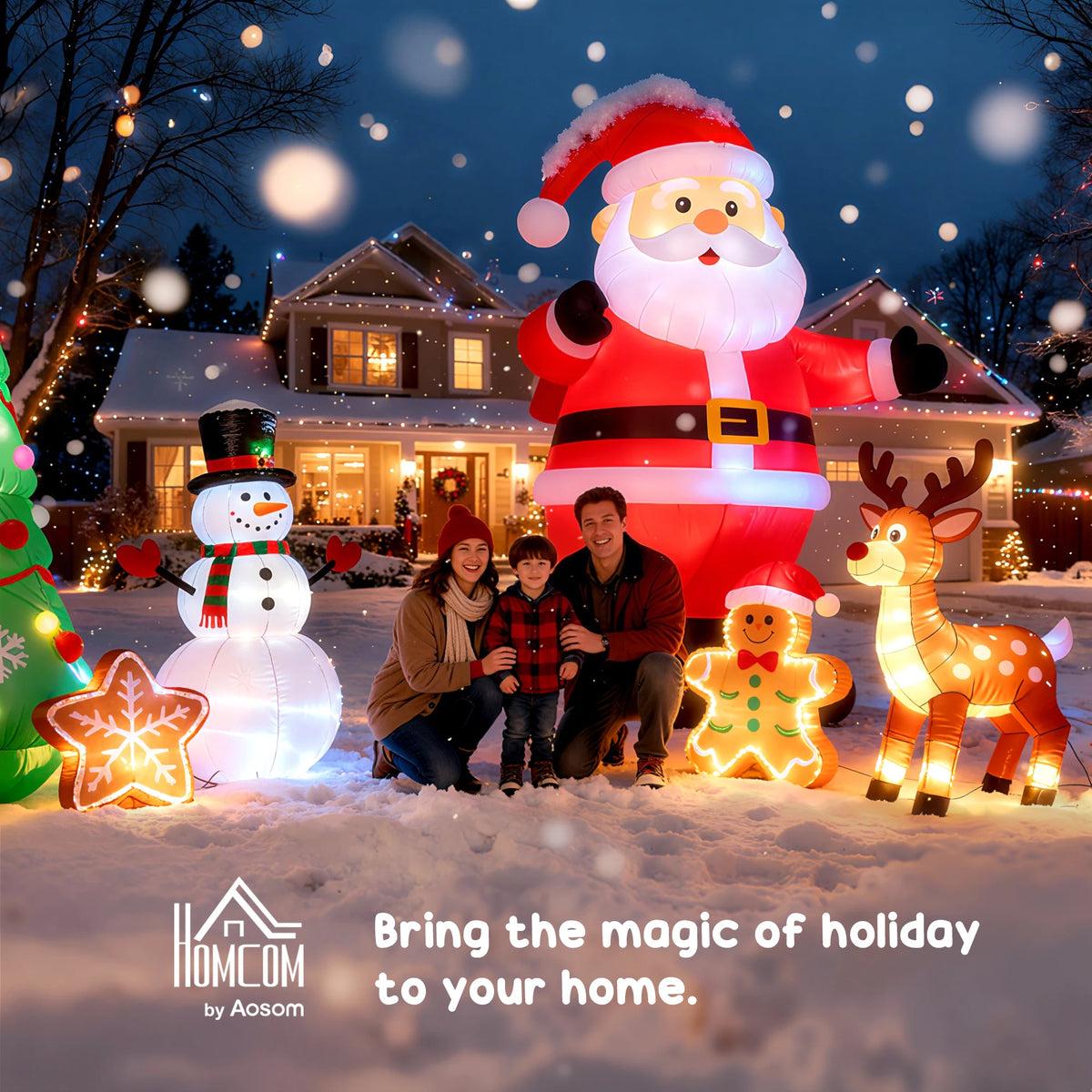8 ft. Christmas Inflatable Santa Claus with Candy Cane. Outdoor Light Up LED