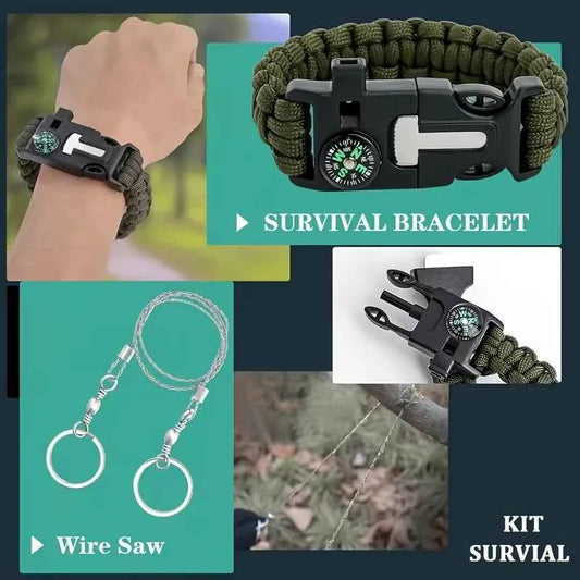 142-Piece Emergency Survival Kit with MOLLE Pocket. Essential Gear for Camping, Hunting,Gardening, Outdoor Adventure. Best Creative Gift