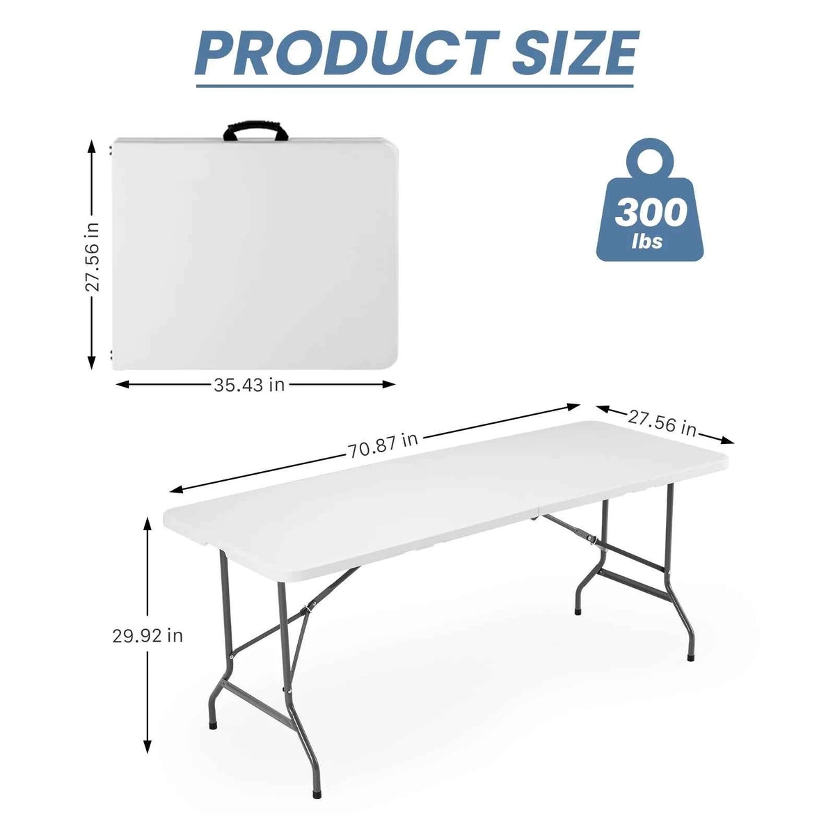 MCQ 6 FT to 8 FT Folding Outdoor Picnic Table With Carrying Handle