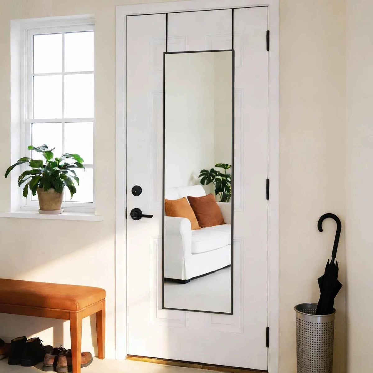 MCQ 47x14 Inches Arched Full Length Mirror. Door Hanging or Wall Mounted Aluminum Alloy Frame.
