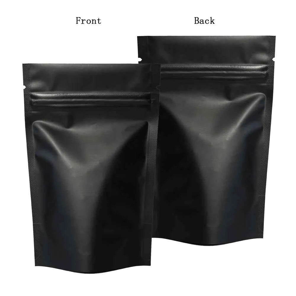 100pcs Premium Matte Black Stand Up Mylar Bags, Aluminum Foil Lined Smell Proof Ziplock Pouches - Best for Coffee & Food Storage
