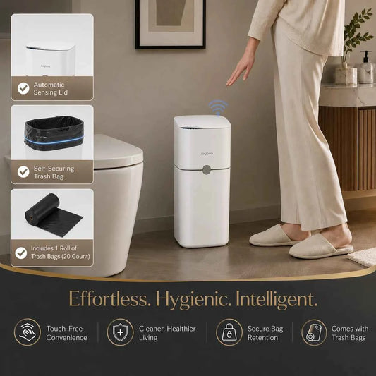 JOYBOS Touchless Trash Can with Motion Sensor & Auto Bag-Suction System, Hands-Free Operation Suitable for Small Spaces, Compact Waste Bin with Press-to-Open Lid, ABS/Polypropylene Garbage Pail, RV, Narrow Corners, RV Essenti