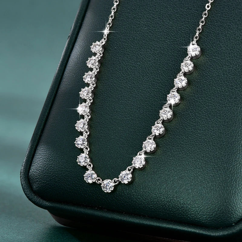 OXTAO 14K Gold Filled 3mm Moissanite Bubble-Style Necklace with Certified Smile Charm Necklace for Women