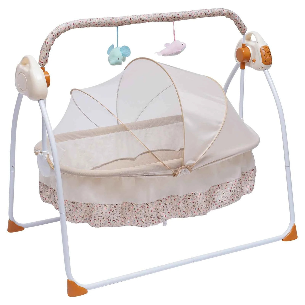 Cradle Swing or Sleeping Bed with Auto Rocking, 5 Speeds. Stand Baskets. Bluetooth for Music. Sleeping Basket for 0-18 Months