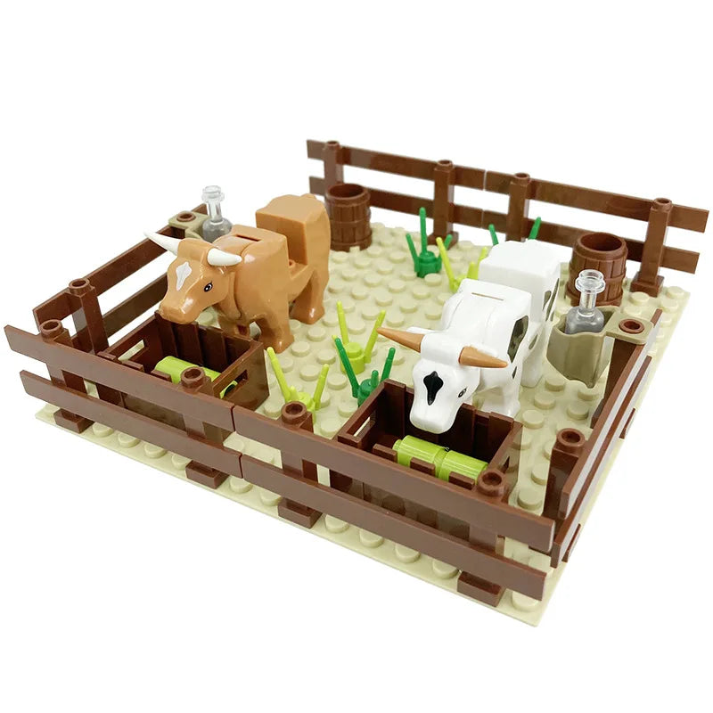 MOC Farm Stable for Horses, Cows, sheep, etc. Animals Bricks Model Building Blocks Toys for Christmas Gifts