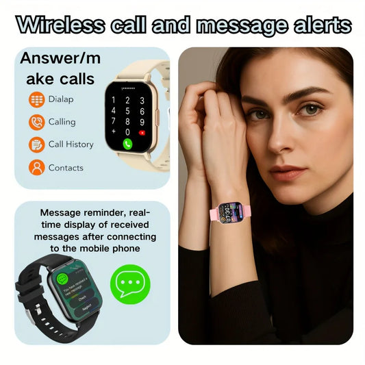 2026 Smart Watch for Men or Women. Square HD Screen: Wireless Calling with Dial Pad, Frequent Contacts, Message Reminder