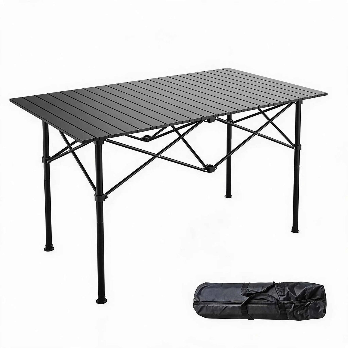 47x28x30in Folding Camping Table, Portable Aluminum Roll Up Table With Carry Bag, 110lb.