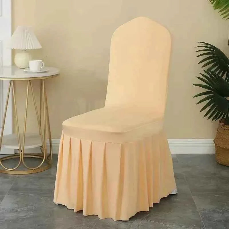 50/100pcs Pleated Skirt Spandex Chair Cover. Hotel Banquet, Party Events, Wedding Decoration. Dining Room Seat Protector Covers