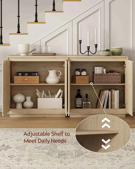 3 PCS Sideboard Buffet Cabinet, Handle-Free Design & Adjustable Shelves for Storage, Custom