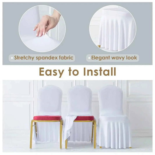 50/100pcs Pleated Skirt Spandex Chair Cover. Hotel Banquet, Party Events, Wedding Decoration. Dining Room Seat Protector Covers