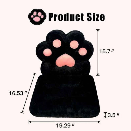 L-Shape Cat Paw Cushion, Kawaii Chair Pillow, Faux Rabbit Fur, Gaming Chair Cushion