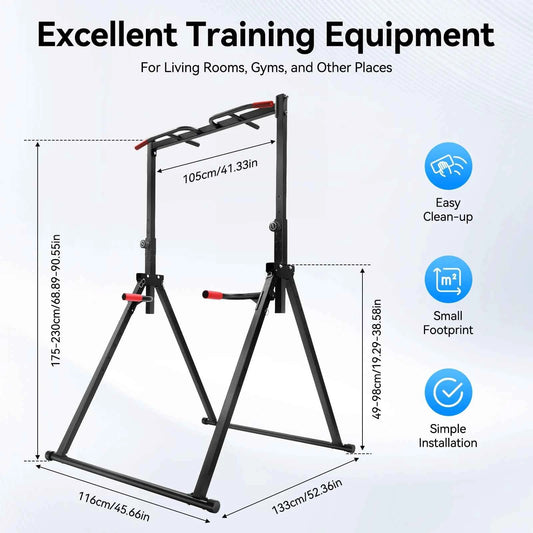 Adjustable Pull Up Bar, 200kg Load. Foldable, Multi-Function Training Station with Parallel Bars for Strength Training