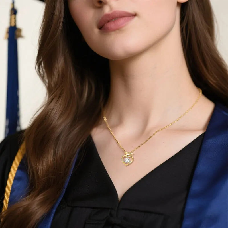 Lateefah College graduation necklace, Personalized with month and birthdate, Engraved Graduates hat.