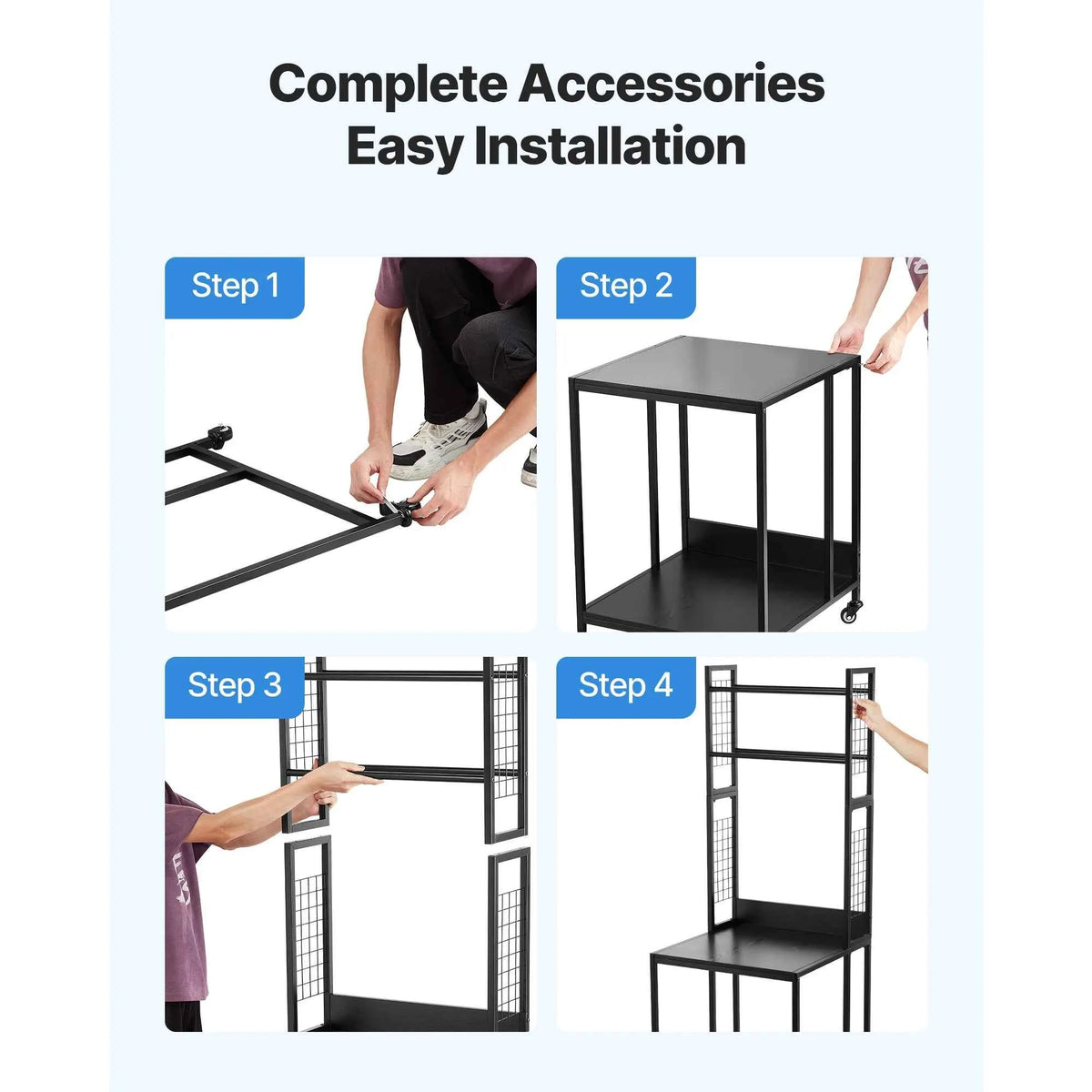 4-Tier 3D Printer Filament Storage Rack with Wheels Printer Stand Spools Holder Cart for 3D Printing Station Office