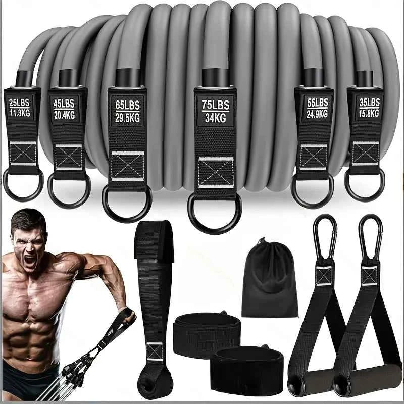 Resistance Strap with Handle: Used for Muscle Training, Strength Building, Yoga, Home Fitness Equipment - Natural