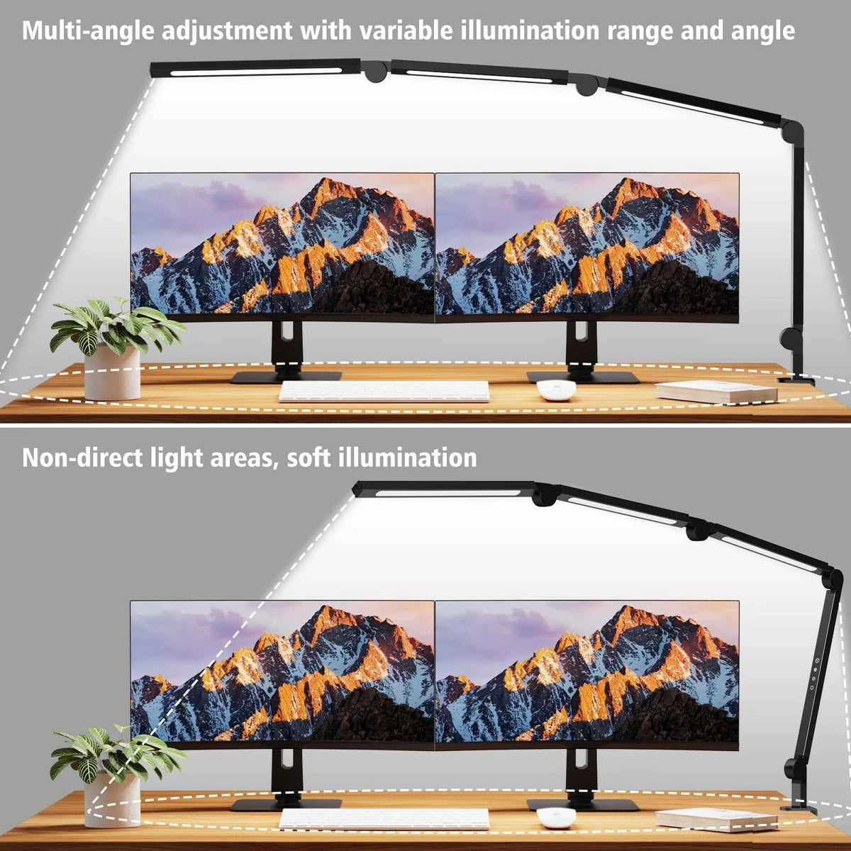 Ultra Bright LED Clamp Desk or Table Lamp, Eye Protection, Adjustable Swing Arm, Dimmable Color Temperature. Reading Light, USB Powered. Study Lamp for Home, Office, Workbench, Makeup, Live Streaming
