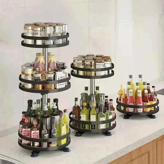 360°Rotatable Spice Storage Turntable Kitchen Organizer Rack Multifunctional Kitchen Accessories For Seasoning Countertop Storag