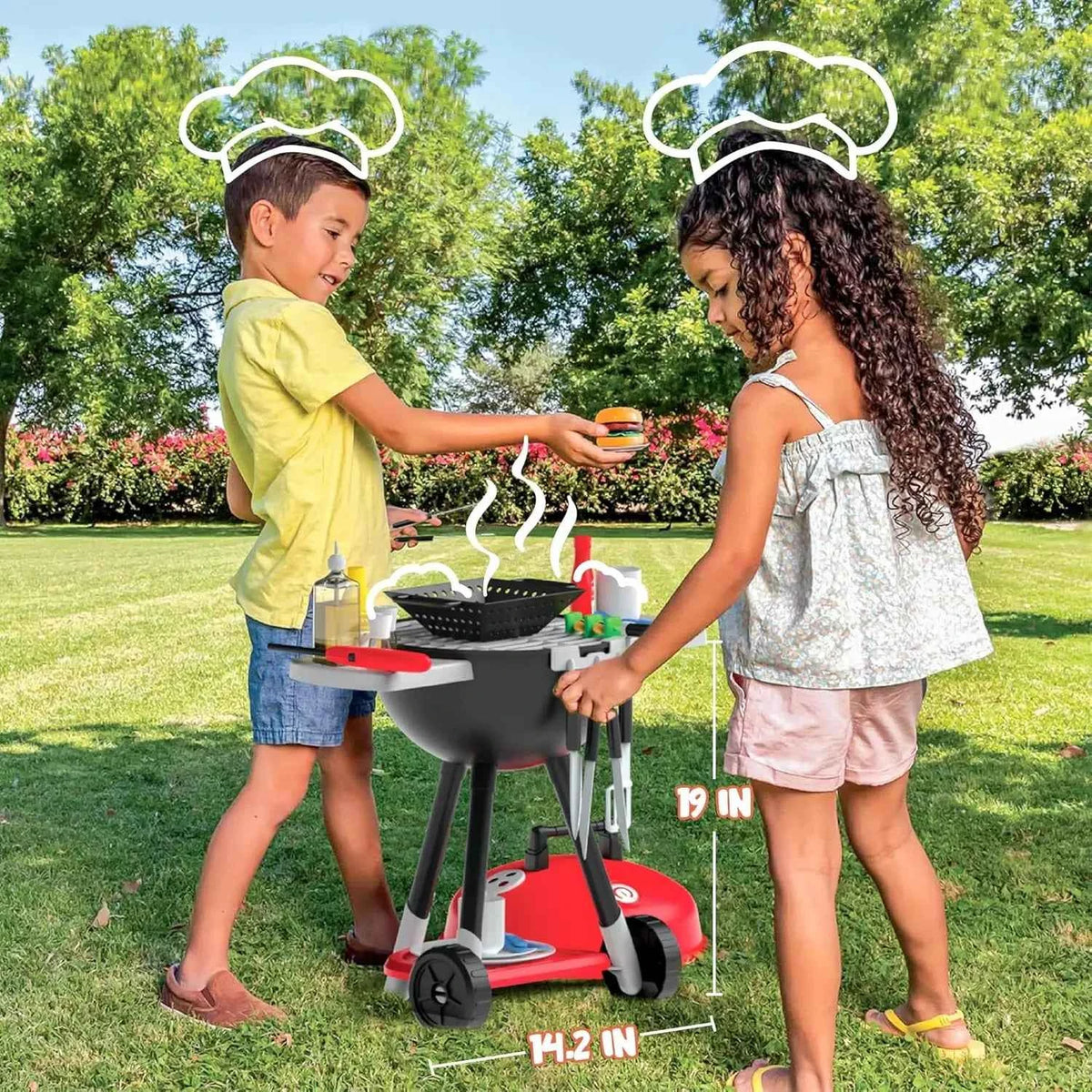 JOYFY 34 PCS Interactive Toy BBQ Play Grill Set,