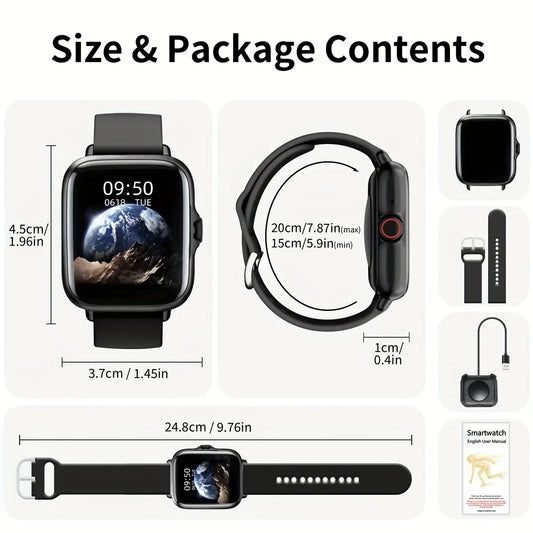 1.83" Full Touch Screen Fitness Activity Tracker Watch, Women/Men Sports Smart Watch, Make/Answer Call Smartwatch, with Multi-Sport Modes, Wireless Call and Answer, Pedometer, Sport Smart Fitness Watches for Android Phones