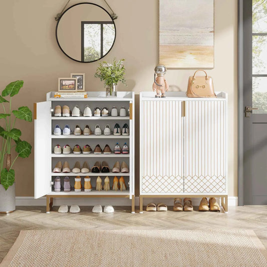 Tribesigns Cabinets with Doors, 5-Tier Rack, Wood Storage Cabinet.