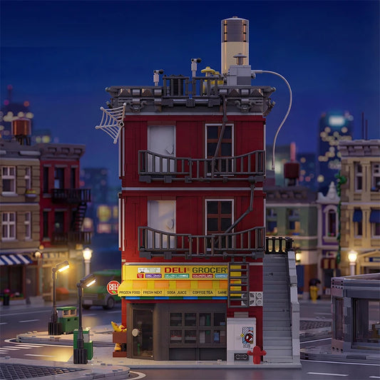 Spider Deli Apartment Building Blocks With 11 Figures. Films Hero Classic City Modular Assembly. Model Kit, Creative Gift 3559PCS
