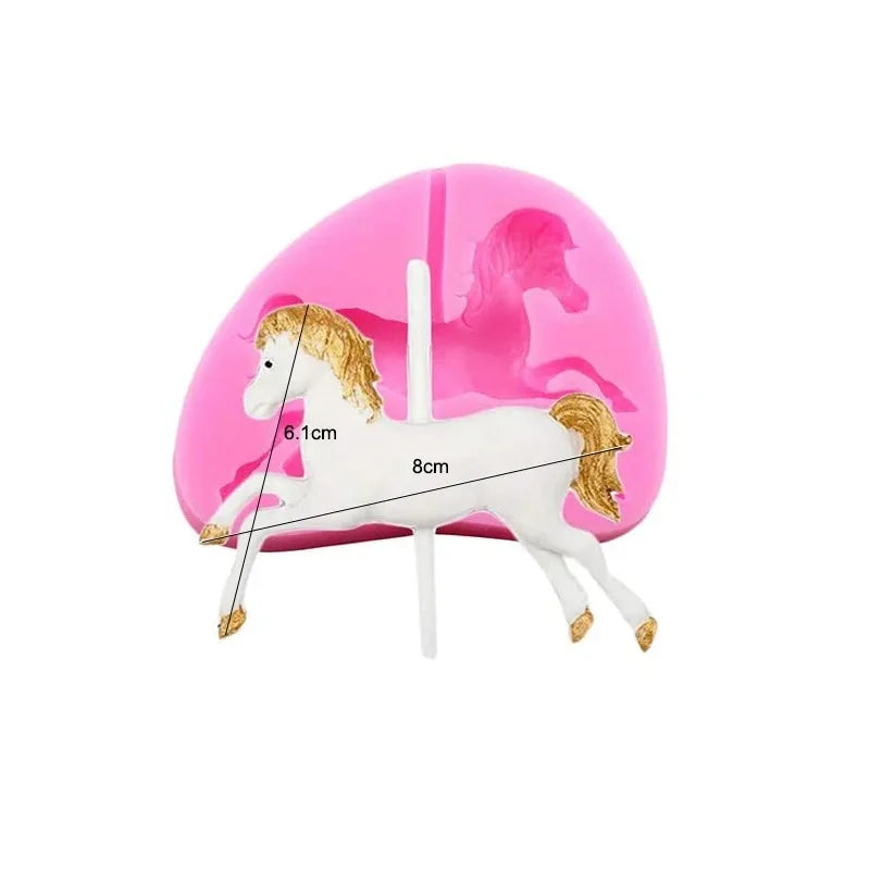 Carousel Horse Silicone Resin Molds. Gum Paste Chocolate Fondant Mould For Cake Decorating, Cupcake Topper. Baby Shower Party Tools