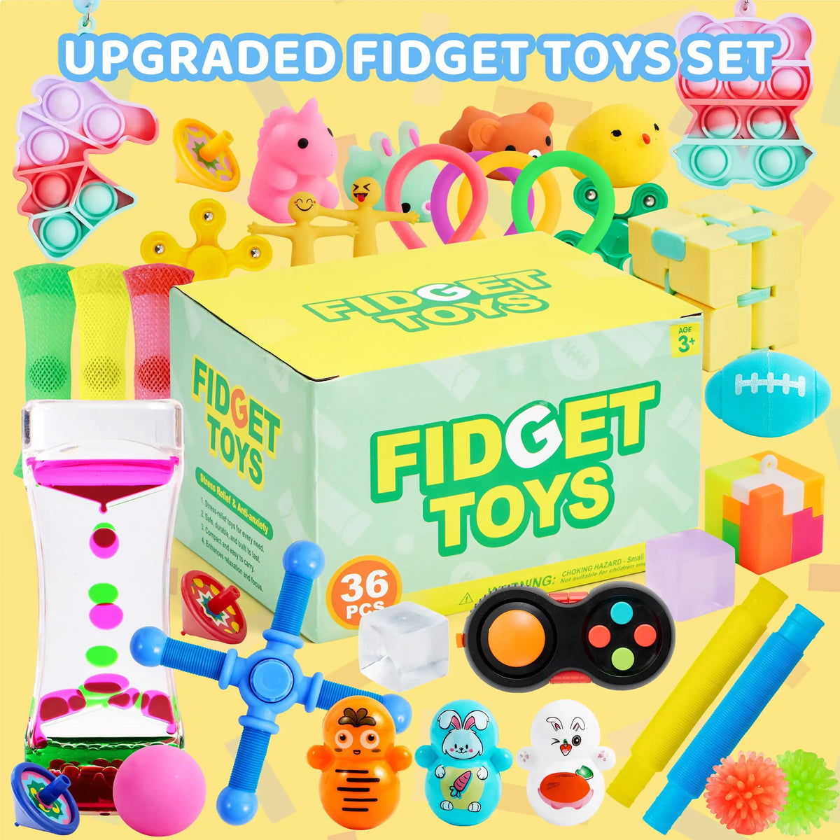 Joyfy 60 Pack Party Gifts Fidget Toys. Adults Party Favors. Autism Sensory Treasure Box of Toys. Classroom Prizes and Stress Relief Gifts