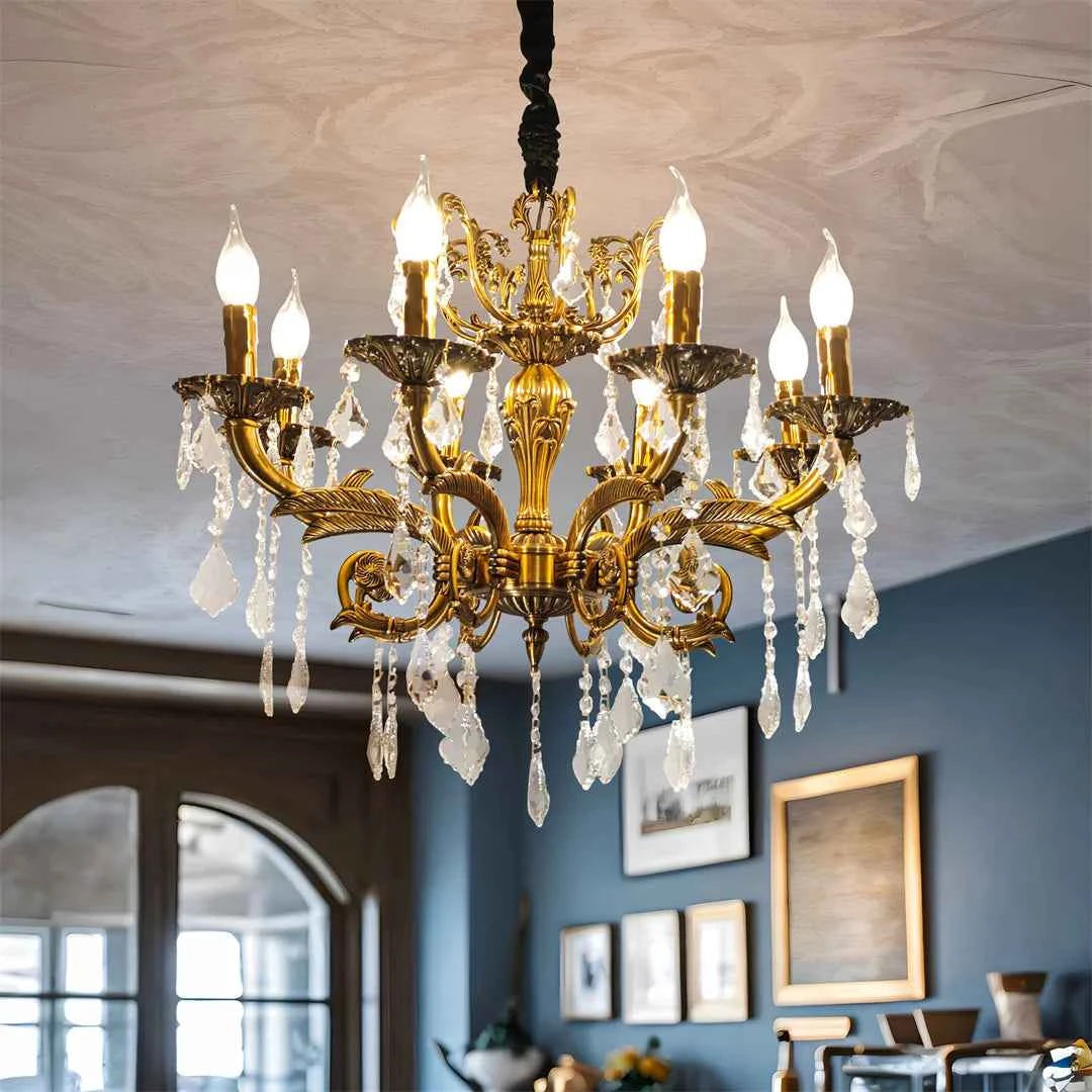 Antique Bronze LED Candle Pendant Ceiling Light Fixture with 6 Filament Bulbs for Crystal Chandeliers.