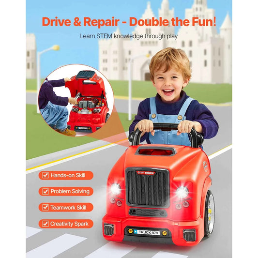 SucceBuy 60 Pcs Kids Mechanic Car Repair Set with Removable Parts & Horn. Workshop Set Engine Toy for Toddler & Children