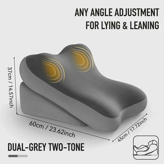 Adjustable Memory Foam Bed Wedge Back Support Pillow, Ergonomic Split 2-Piece Incline Cushion with Non-Slip Bottom