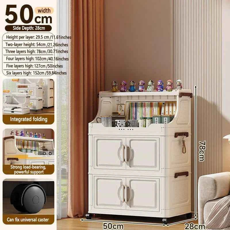 Multi-layer Storage Rack. Plastic Stand. Foldable Floor-standing Cabinet.