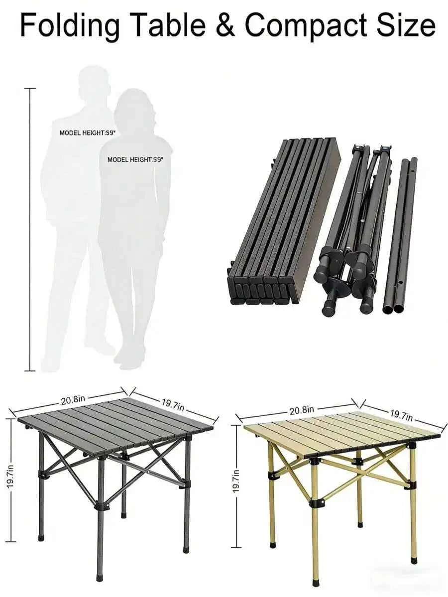 Portable Outdoor Folding Aluminum Alloy Lightweight Table with Storage Bag. Suitable for Camping, Barbecue, Picnic, Travel