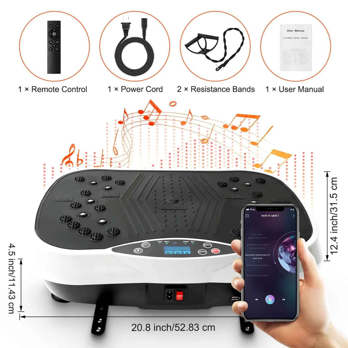 Vibration Plate Exercise Machine. Portable Fat-Burning Machine. 220 lbs limit. Full-Body Workout Shaker. BT Remote Control