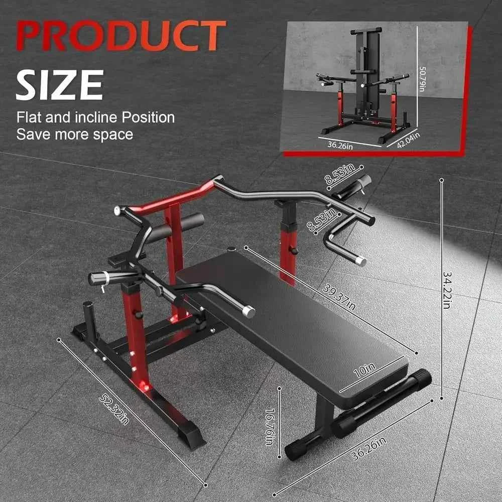 Space-Saving Adjustable Height 1250lbs Bench Press with Independent Converging Arms for Home Gym AB Exercises