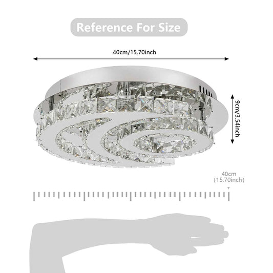 Modern Moon Shaped Ceiling Light, LED Crystal Flush Mount Chandelier.