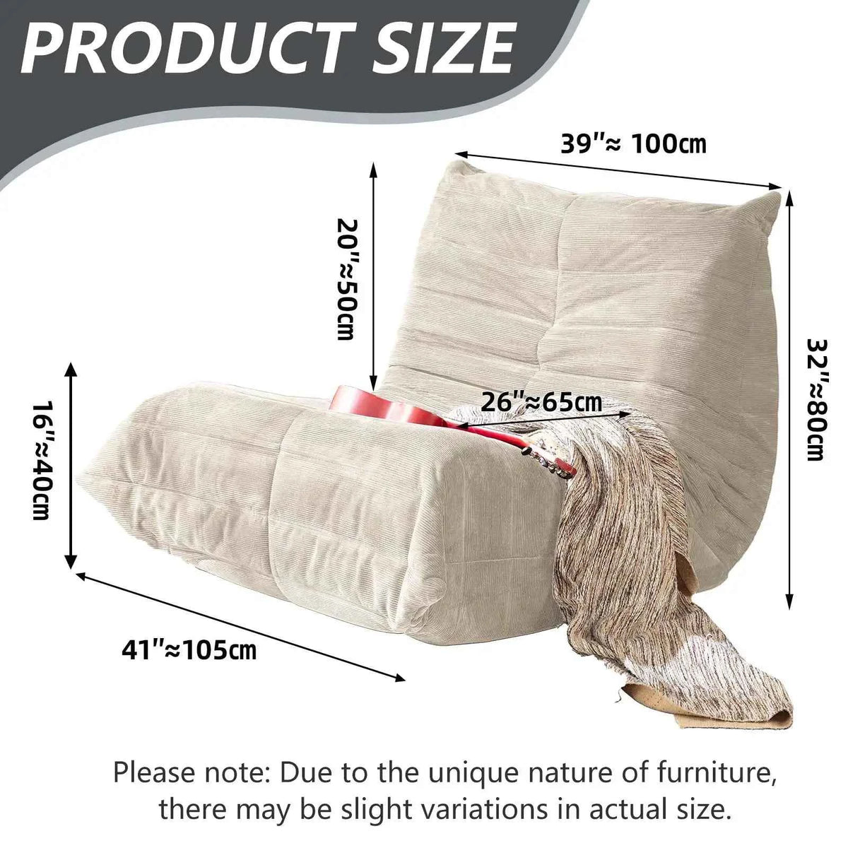 Ergonomic Oversized Bean Bag Chair ,removable zipper cover and non-slip base, Big Memory Foam Lazy Sofa, Non-Slip Compression Chair For Living Room, Bedroom