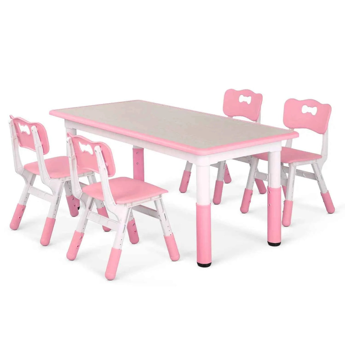 Homfa Rectangle Kids Table with 6 Chairs Set, Height Adjustable. Toddler Multi Activity Table Set, Arts & Crafts Desk for 2-10 years old.