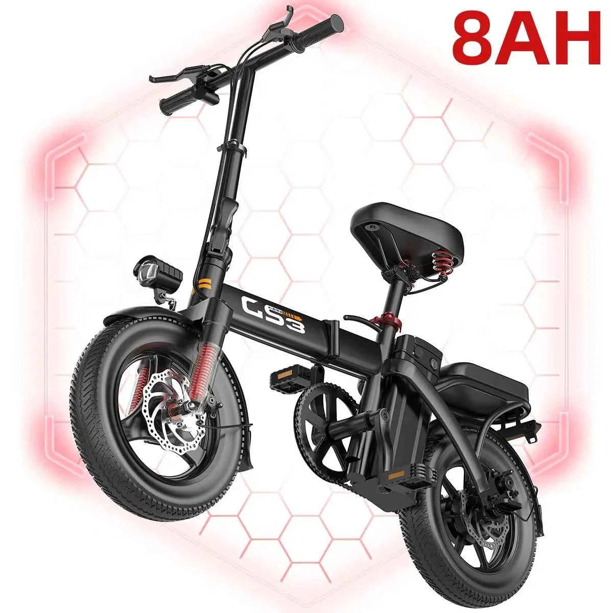 UPlee GS3 14inch Lightweight Folding Electric Bike for Adults. 48V, 15AH, 500W Motor Electric Bicycle, 25KM/H Max Speed. City Style E-bike