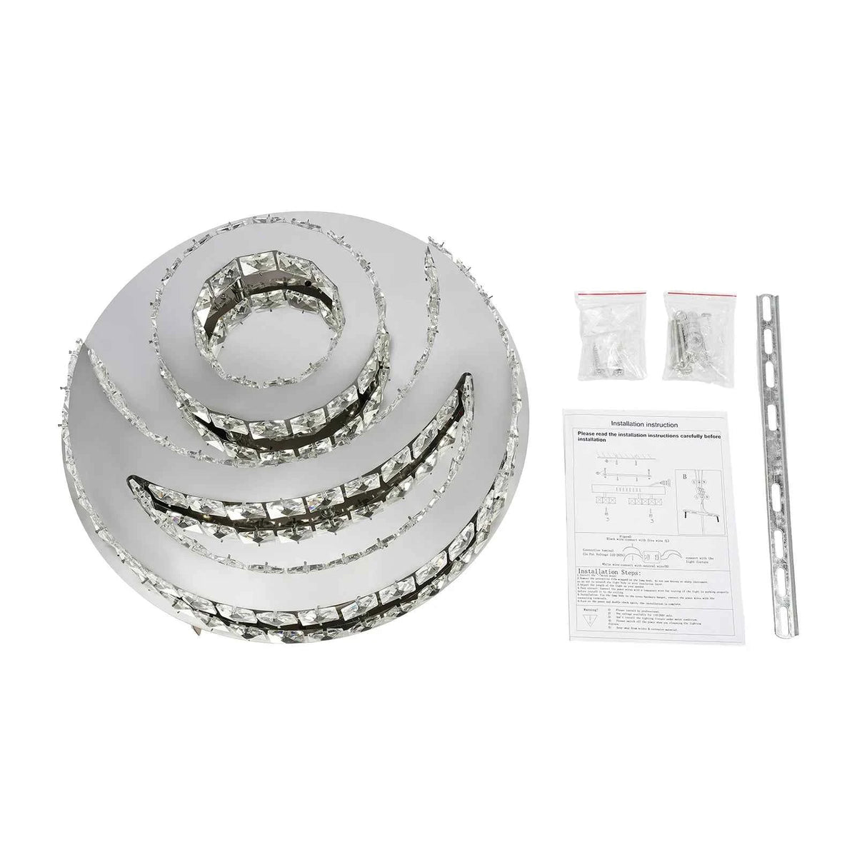 Modern Moon Shaped Ceiling Light, LED Crystal Flush Mount Chandelier.