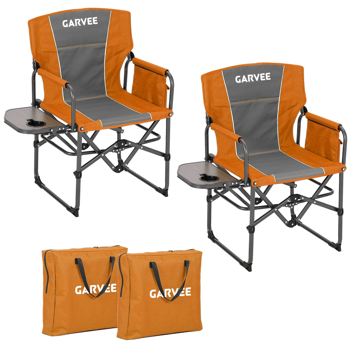 Camping Chairs 2Pack Folding Outdoor Furniture with Side Table, Cup Holder, Pocket & High Back – 400 lbs Support – Portable for Lawn, Beach, Picnic, Fishing – Comfortable Armrests