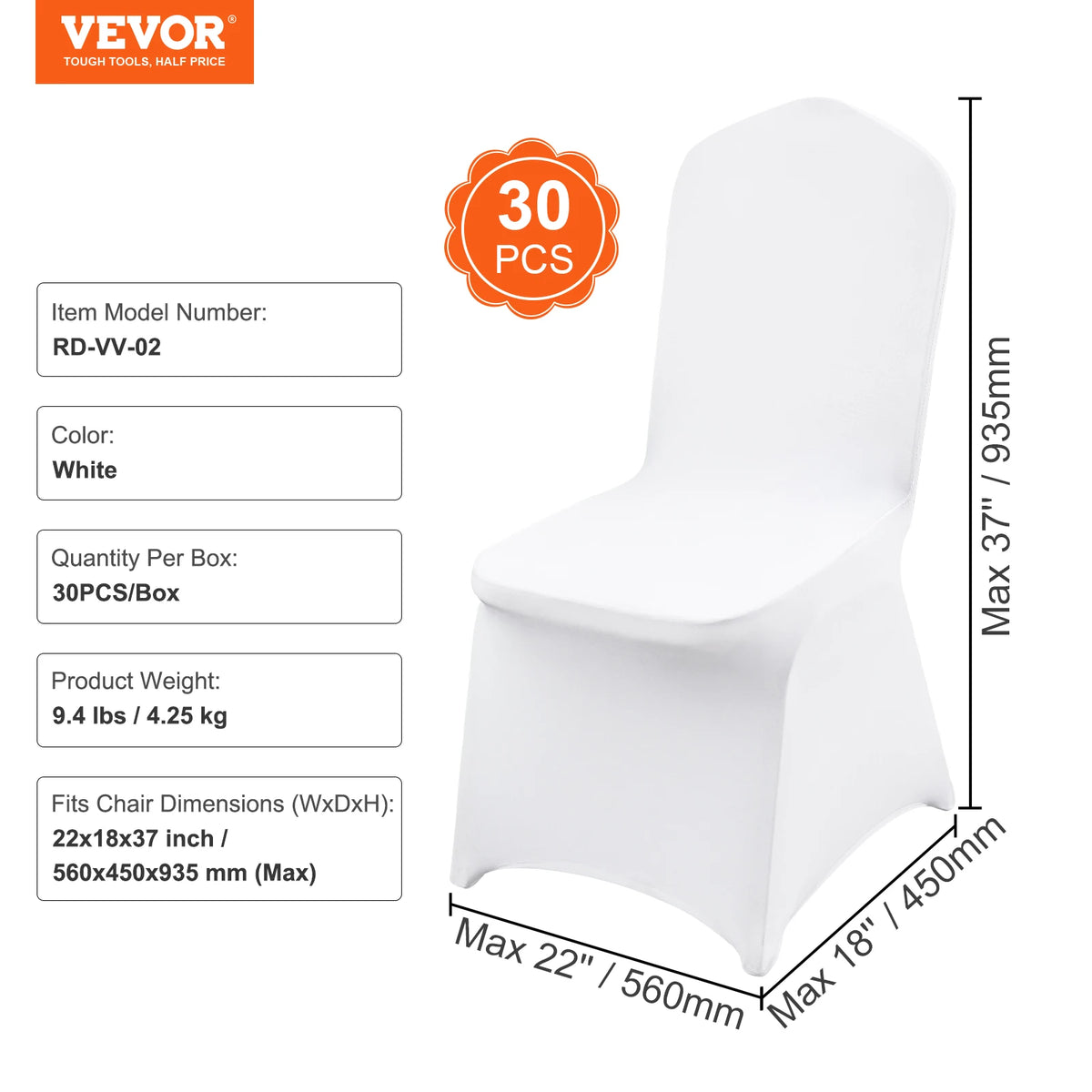 SucceBuy 12/30pcs Spandex Wedding Chair Seat Cover. Washable Protective Slipcovers. Wedding, Holiday, Banque,t Universal Chair Cover
