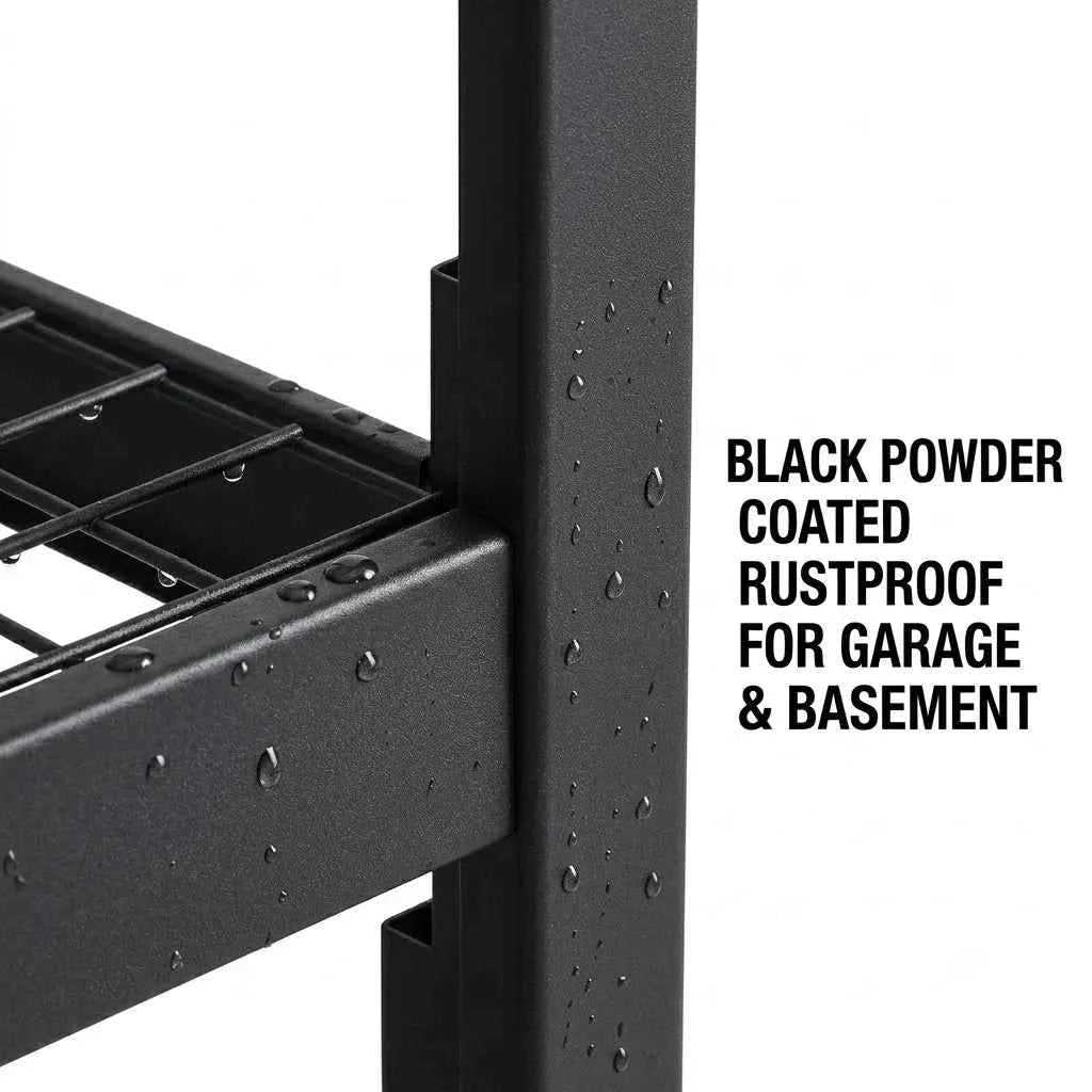 5 Tier Wide Mesh Steel Storage Shelf Heavy Duty Garage Organizer Rack, Adjustable Height Metal Shelving