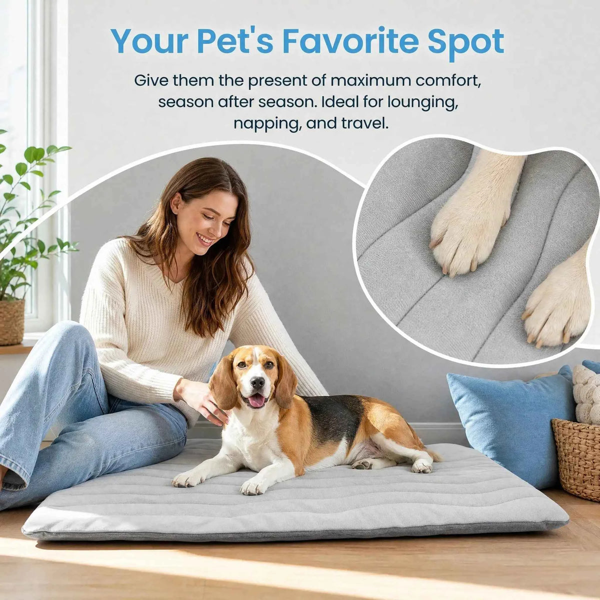 Non-Slip Washable Pet Cooling Mat Blanket,