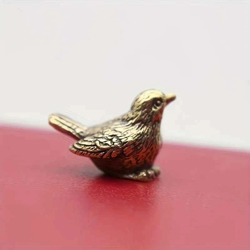 1 brass sparrow figurine, Christmas tea pet. Desktop home decoration, Personalized