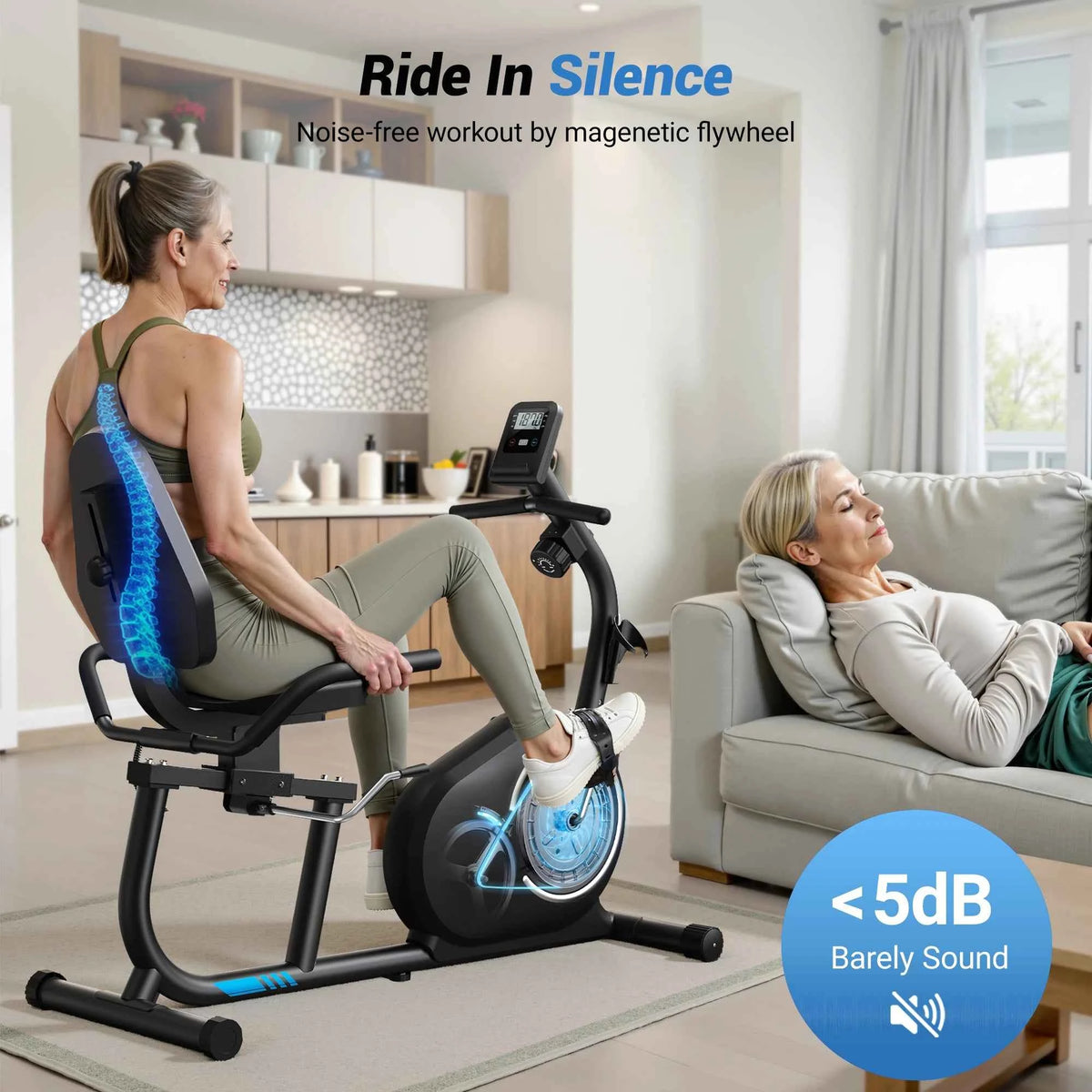 MERACH Recumbent Exercise Bike for Home. Smart Bluetooth Exclusive App Connectivity. LCD Heart Rate Handle Magnetic Recumbent Bike