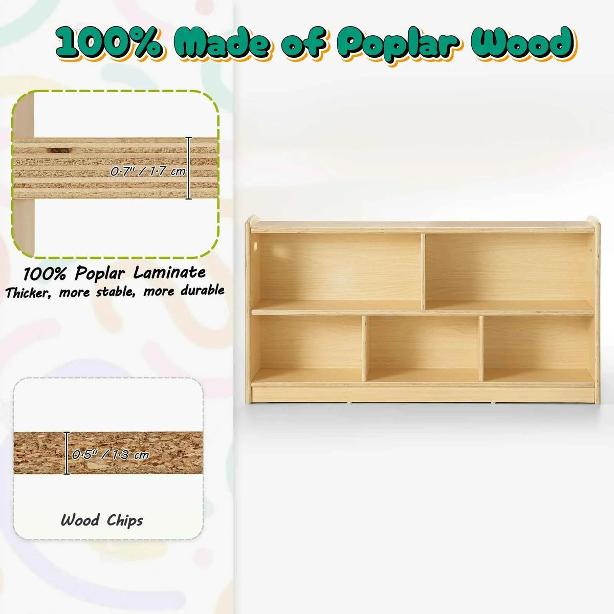 2-Tier Wood Montessori Book Shelves Or Toy Organizer for Kids or Toddlers Room.  Small Book Shelf Storage for Baby