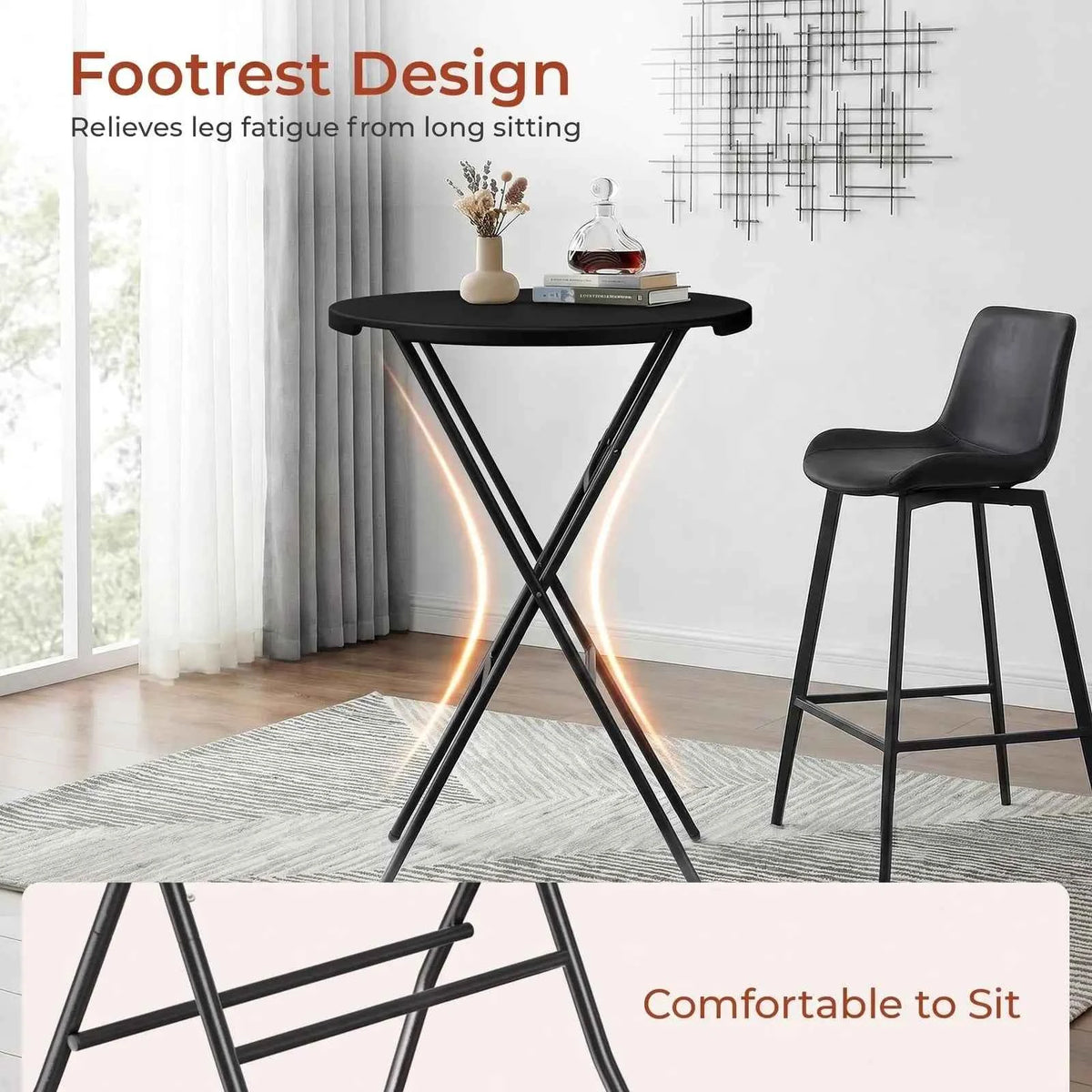 AOOU 2Pcs 32" Folding Round Cocktail Table, High Top Bar Table for Parties Commercial Event, Bistro, Indoor ad Outdoor